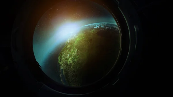 Άποψη του πλανήτη γη από το φινιστρίνι από τροχιά. — Φωτογραφία Αρχείου
