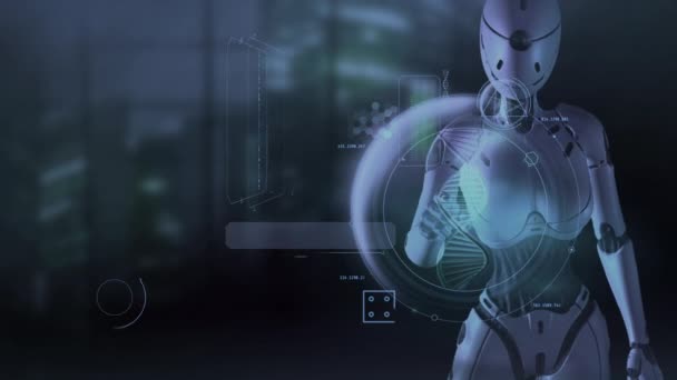 Inteligencia artificial alienígena estudia la estructura humana. — Vídeos de Stock