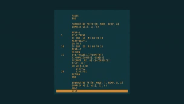 Prostokątny animowany blok z przewijającym się kodem abstrakcyjnym. — Wideo stockowe