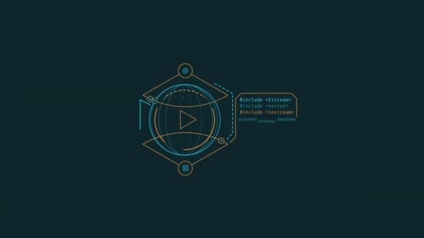 Loopas animering av en sfär i en romb HUD element. — Stockvideo