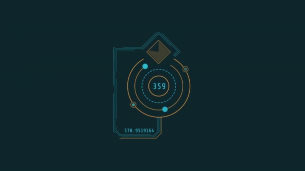 Looped animation of circles and rectangles HUD element. — Stock Video