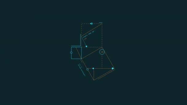 Looped animation of thin line rectangles HUD element. — Stock Video