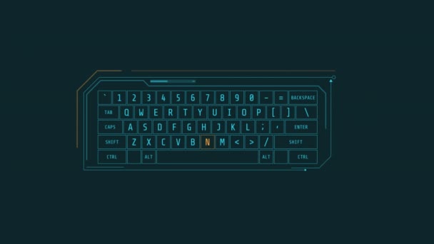 Animação em loop de um elemento HUD de teclado virtual. — Vídeo de Stock