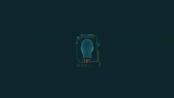 Looped animation of 3D human head HUD element. — Stock Video