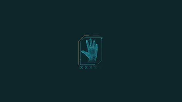 Looped animation of 3D human hand HUD element. — Stock video