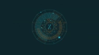 Çokgen HUD elementinde DNA sembolünün döngüye sokulmuş animasyonu.