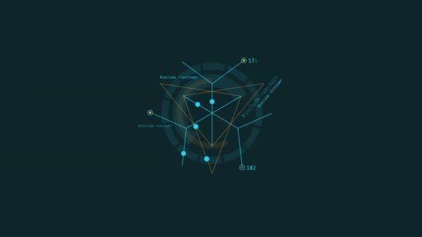 Animación en bucle de una combinación de triángulos y líneas elemento HUD. — Vídeo de stock