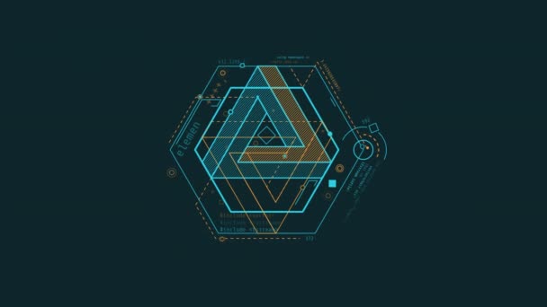 Loopas animering av en triangel i ett hexagonelement. — Stockvideo