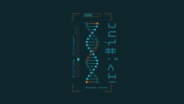 Smyčková animace prvku HUD symbolu DNA. — Stock video
