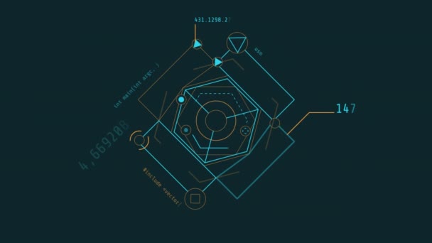 Looped animation of geometric shapes combination HUD element. — Stock video
