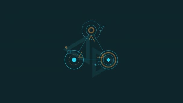 Loopas animering av cirklar och trianglar HUD element. — Stockvideo