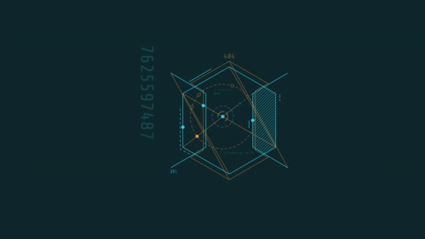 Animação em loop de círculos em um elemento HUD hexágono. — Vídeo de Stock
