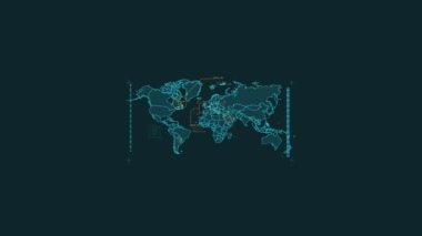 Bir dünya haritası HUD ögesinin döngüye alınmış animasyonu.