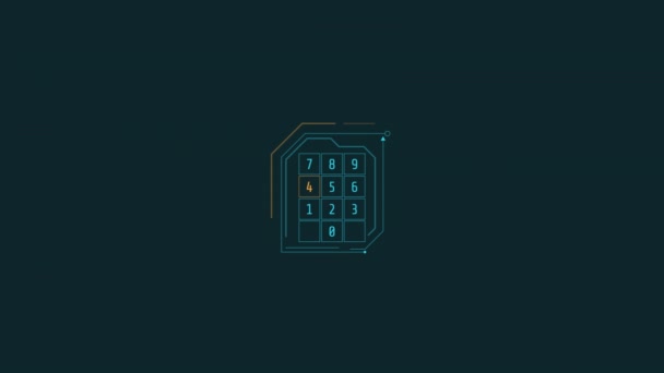 Looped animatie van een virtuele rekenmachine HUD element. — Stockvideo