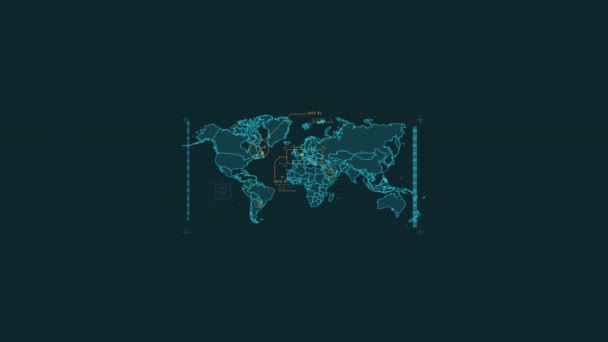 A HUD világtérkép elemének hurkolt animációja. — Stock videók