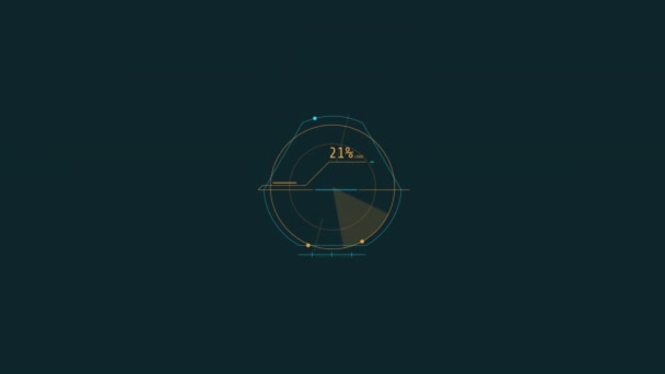 Looped animatie van een ronde belasting indicator HUD element. — Stockvideo