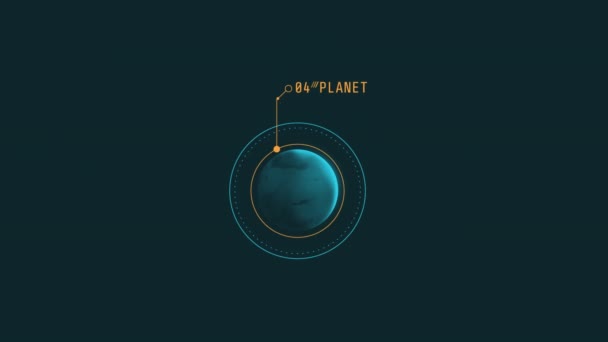 Looped animatie van een planeet in een cirkel HUD element. — Stockvideo