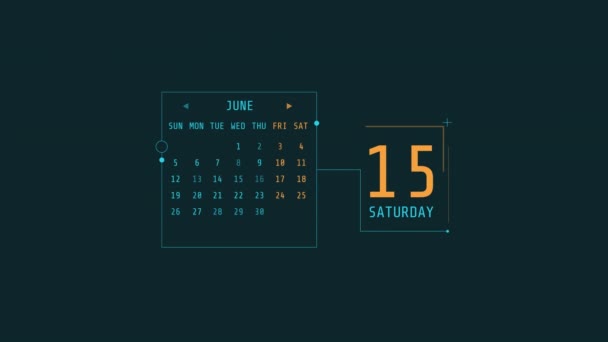 Animatie HUD maand kalender op het alfa kanaal. — Stockvideo