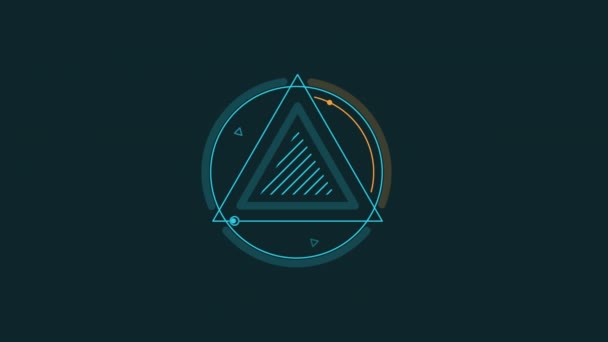 Animated HUD infographic element triangle in a circle. — Stock Video