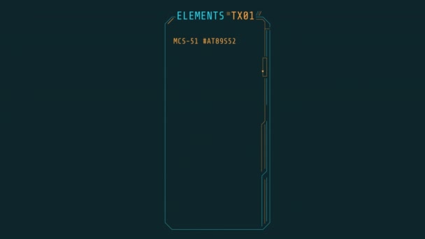 Úzké okno rozhraní HUD s kódovacími prvky. — Stock video