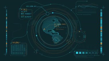 Dünya gözlem verilerine sahip soyut HUD bilgi grafikleri.