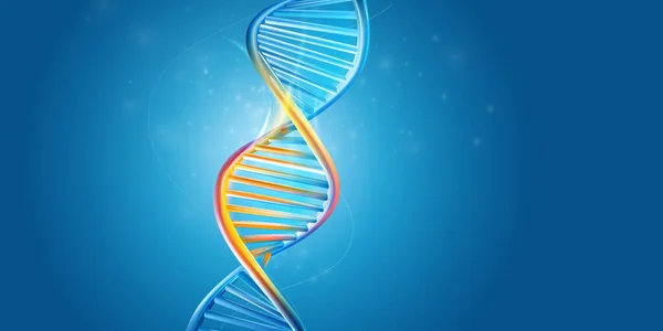 Mavi arkaplandaki DNA molekül yapısı.
