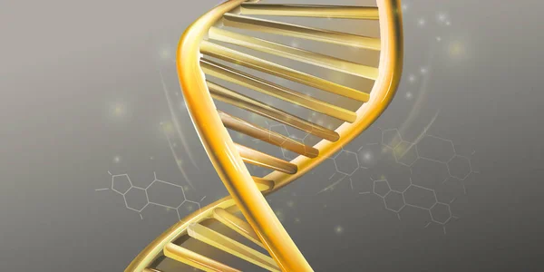 Κοντινό πλάνο της χρυσής διπλής έλικας δομής του DNA. — Διανυσματικό Αρχείο