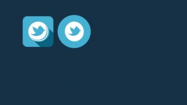 Düz stil Sosyal Simgeler animasyon. Twitter ve Facebook
