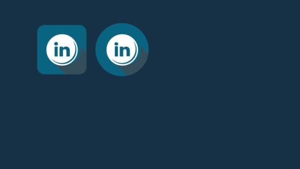 Icone sociali animate in stile piatto. Skype e linkedin — Video Stock