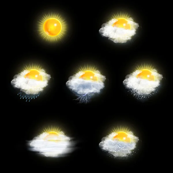 날씨 예보 아이콘 세트, 태양 버전 — 스톡 사진