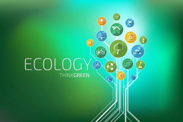 Ekologia plansza. Pomyśl zielone — Wektor stockowy