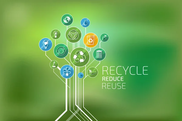 Ökologie Infografik. Recyceln, reduzieren, wiederverwenden — Stockvektor