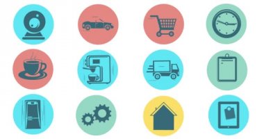 Internet şeyler ve akıllı ev kavramı. Düz stil Simgeler animasyon