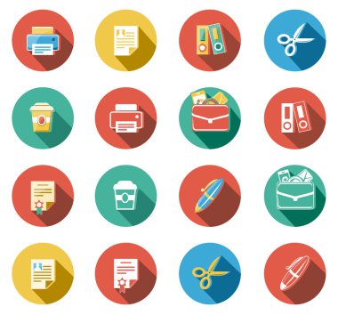 iş ve office düz simgeler kümesi