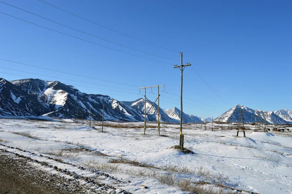 Linee elettriche a Chukotka — Foto Stock