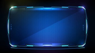 Mavi parlayan teknoloji bilim kurgu çerçevesi Hud ui 'nin soyut geleceksel arkaplanı