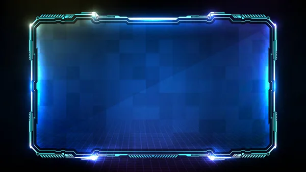 Mavi parlayan teknoloji bilim kurgu çerçevesi Hud ui 'nin soyut geleceksel arkaplanı