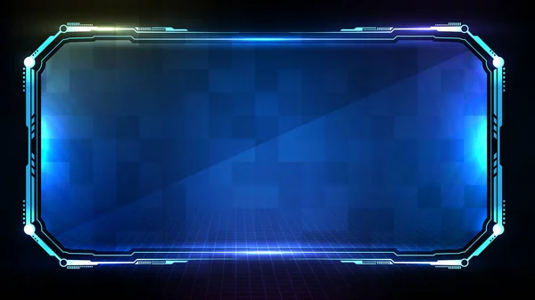 Mavi parlayan teknoloji bilim kurgu çerçevesi Hud ui 'nin soyut geleceksel arkaplanı