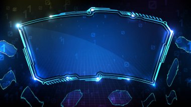 Mavi parlayan dijital sayı teknolojisinin soyut geleceksel arkaplanı bilim kurgu çerçevesi hud ui