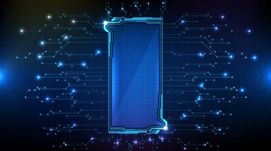 Daire arayüzü bilim kurgu çerçevesi Hud ui 'nin devre çizgisi ile soyut geleceksel arkaplanı