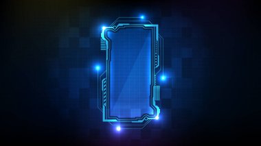 Mavi parıldayan dijital sayıların soyut geleceksel arkaplanı. Bilim kurgu teknolojisi hud ui çerçeve.