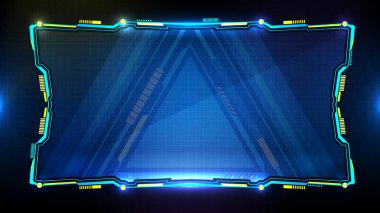 Mavi parlayan teknoloji bilim kurgu çerçevesi Hud ui 'nin soyut geleceksel arkaplanı