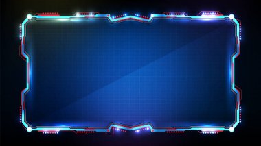 Mavi parlayan teknoloji bilim kurgu çerçevesi Hud ui 'nin soyut geleceksel arkaplanı