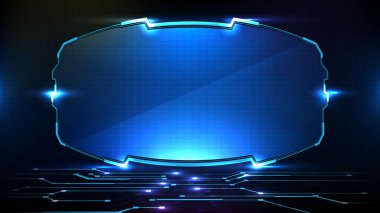 Mavi parlayan teknoloji bilim kurgu çerçevesi Hud ui 'nin soyut geleceksel arkaplanı