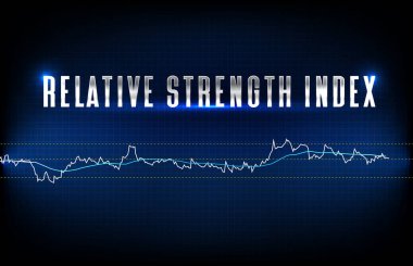 Borsa ve göreceli güç endeksi (rsi) grafiğinin soyut geleceksel teknoloji arka planı