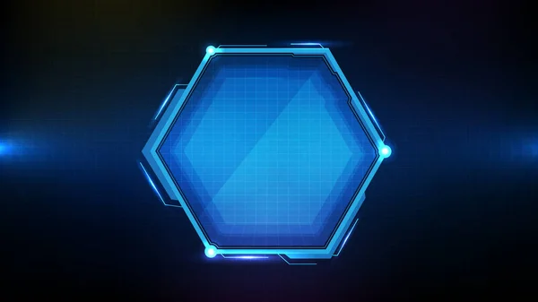 Mavi parlayan altıgen yıldız teknolojisinin soyut arkaplanı bilim kurgu çerçevesi hud ui