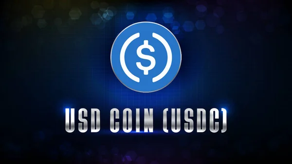 USD Coin (USDC) para dijital kripto para biriminin soyut geleceksel teknoloji arka planı