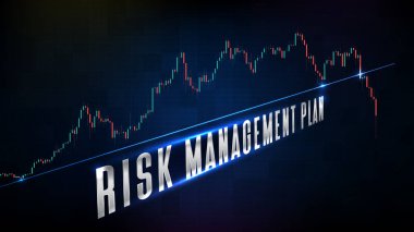 Risk yönetimi planının soyut arkaplanı ve mumlar teknik analiz grafiği