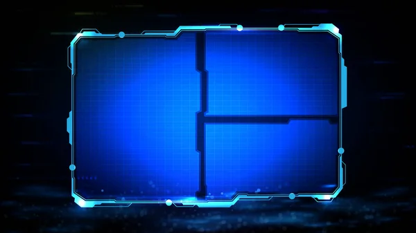 青色発光技術の抽象的未来的背景SfフレームHud — ストックベクタ
