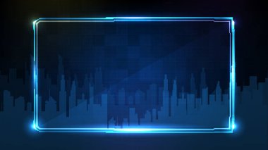 Mavi parlayan teknoloji bilim kurgu çerçevesi Hud ui 'nin soyut geleceksel arkaplanı